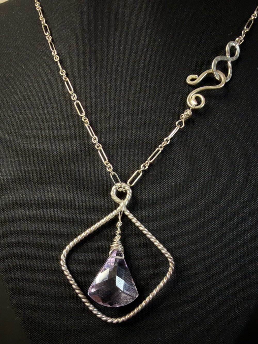 Sterling Silver Amethyst Artisan Hand Crafted Necklace - Picture 2 of 7